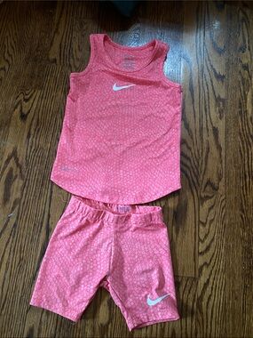 Nike Girls' Pink Athletic Tank Top & Bike Shorts Set